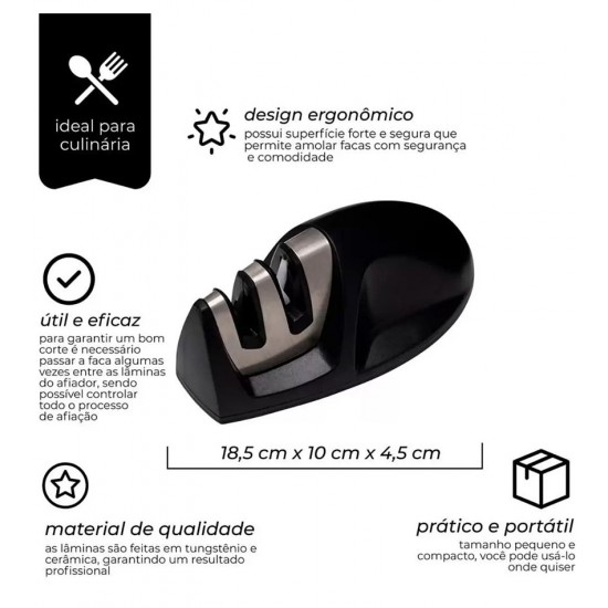 Afiador Amolador De Facas Inox E Cerâmica